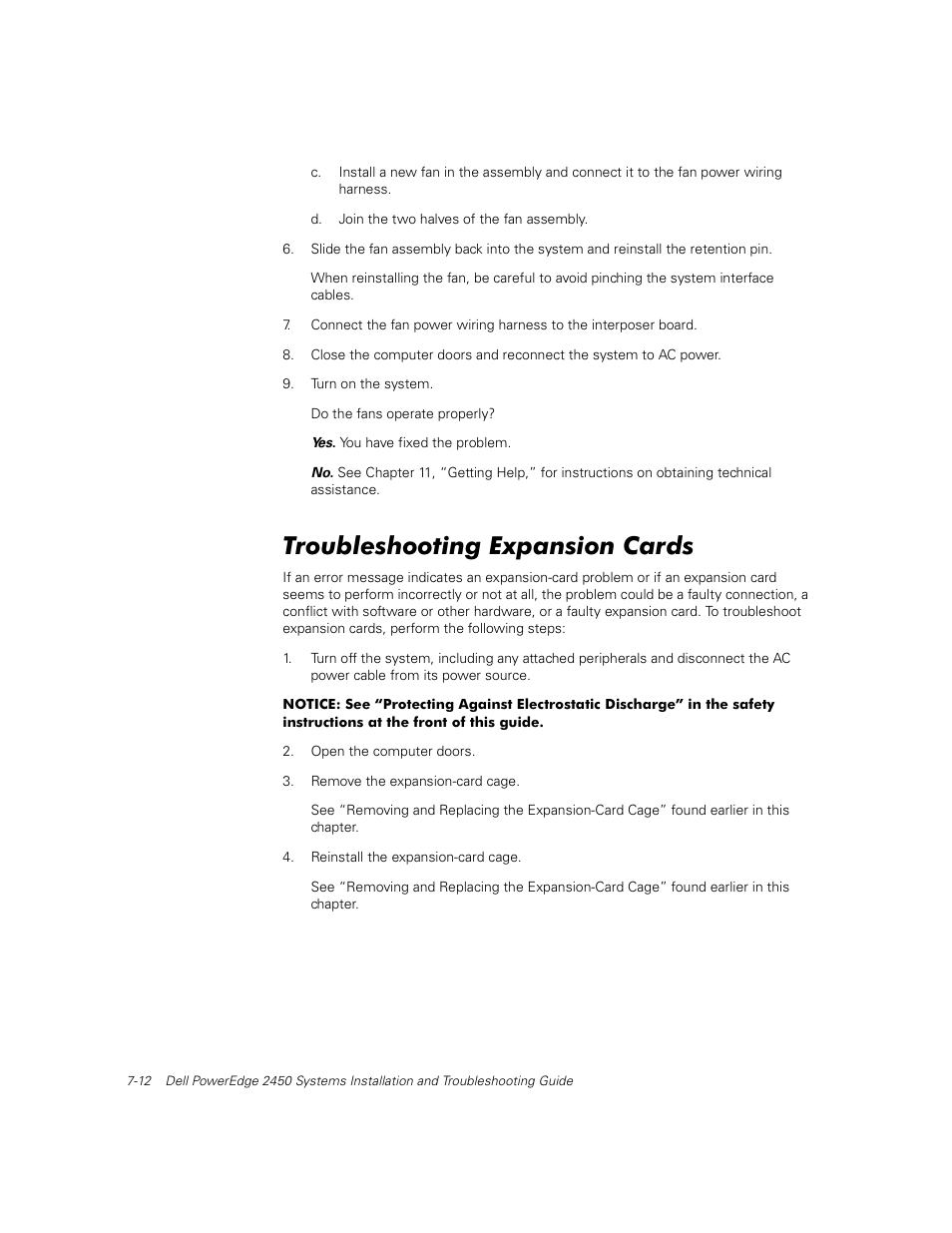 Troubleshooting expansion cards | Dell PowerEdge 2450 User Manual | Page 62 / 166