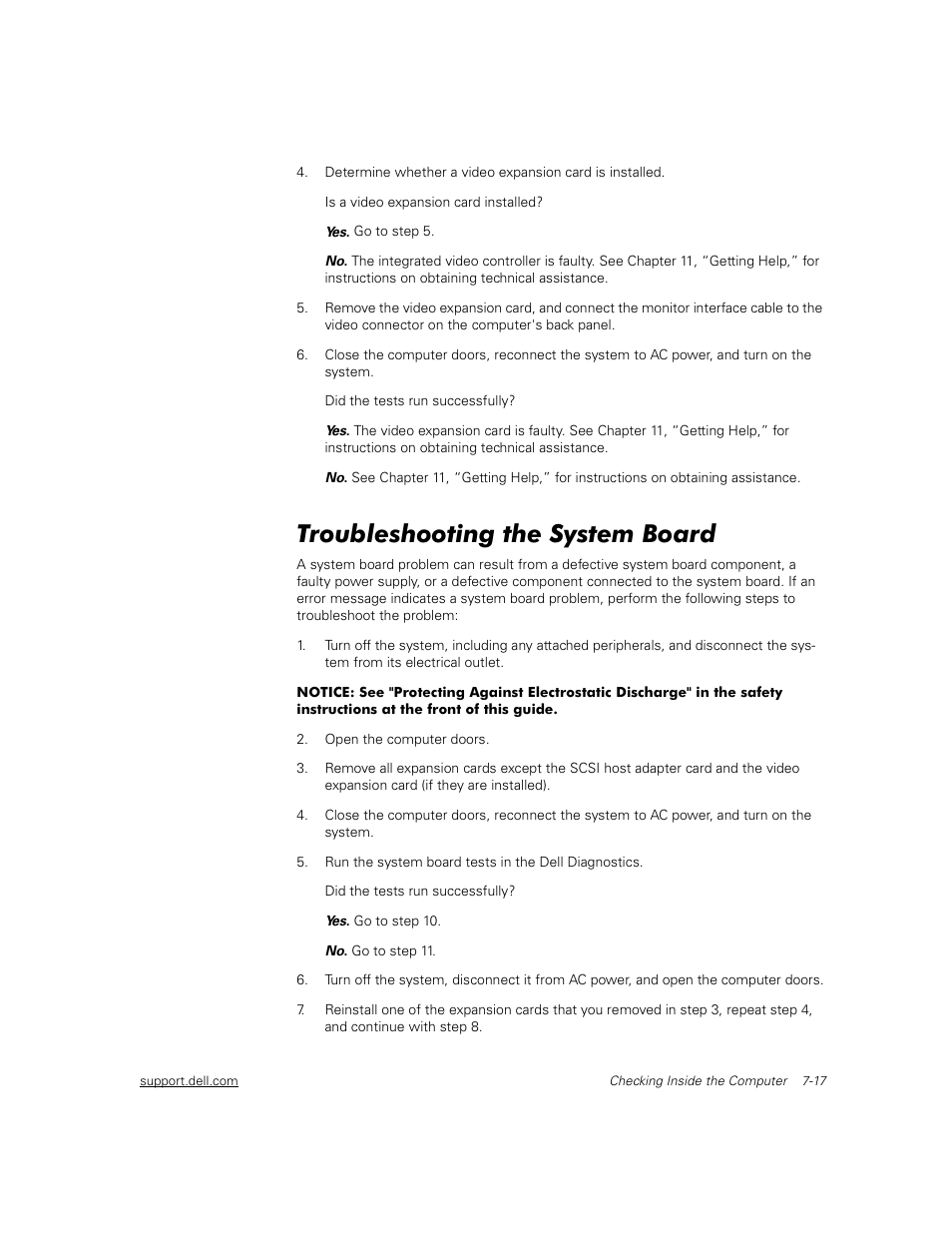 Troubleshooting the system board | Dell PowerEdge 2450 User Manual | Page 67 / 166