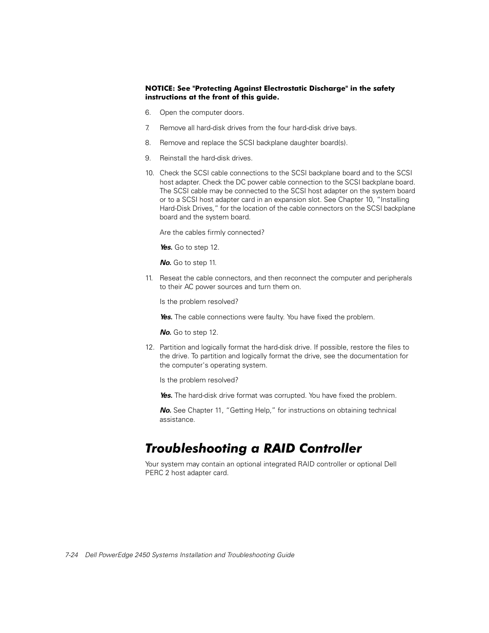 Troubleshooting a raid controller | Dell PowerEdge 2450 User Manual | Page 74 / 166