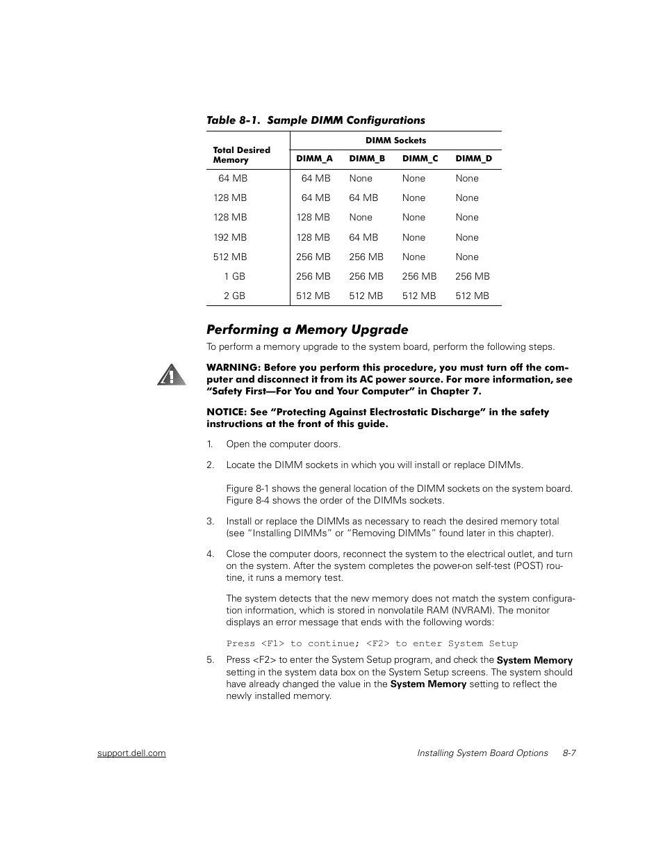 Performing a memory upgrade | Dell PowerEdge 2450 User Manual | Page 83 / 166