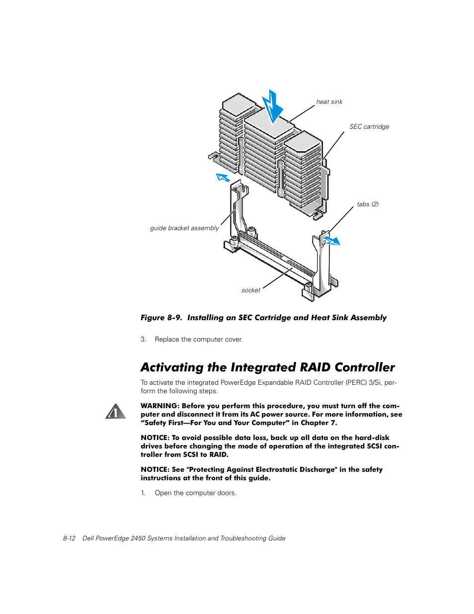 Activating the integrated raid controller | Dell PowerEdge 2450 User Manual | Page 88 / 166