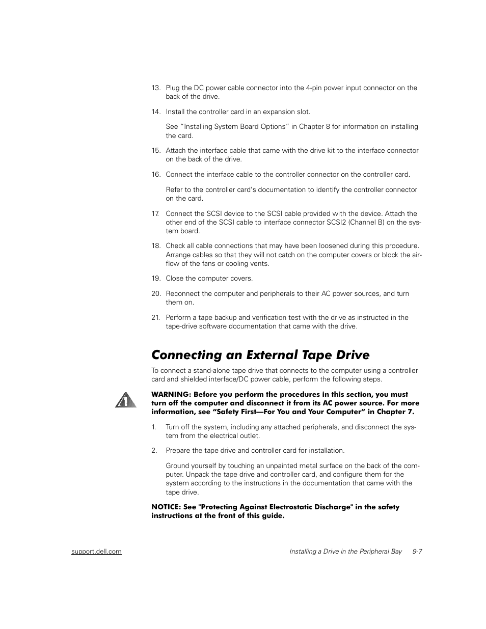 Connecting an external tape drive | Dell PowerEdge 2450 User Manual | Page 99 / 166
