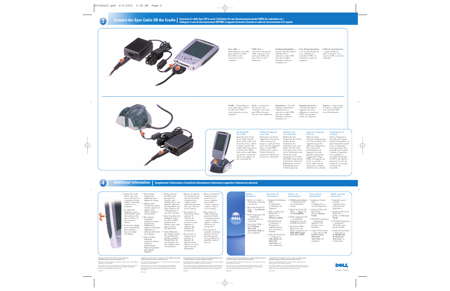 Connect the sync cable or the cradle, Additional information | Dell Axim X5 User Manual | Page 2 / 2