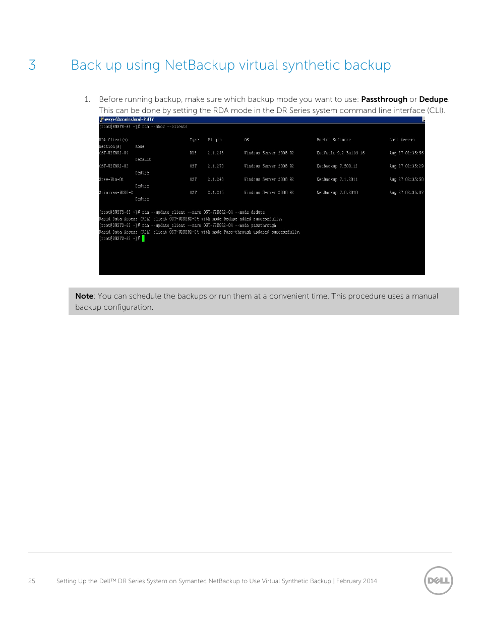 3 back up using netbackup virtual synthetic backup, Back up using nbu virtual synthetic backup, 3back up using netbackup virtual synthetic backup | Dell PowerVault DR4100 User Manual | Page 25 / 30