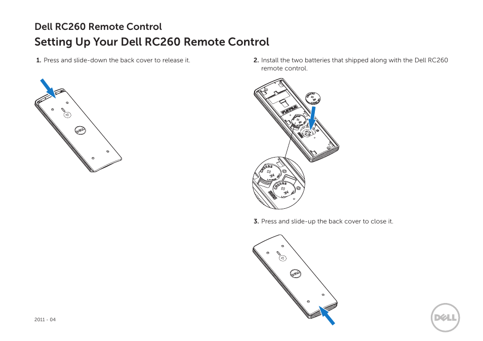 Dell RC260 Remote Control User Manual | 2 pages