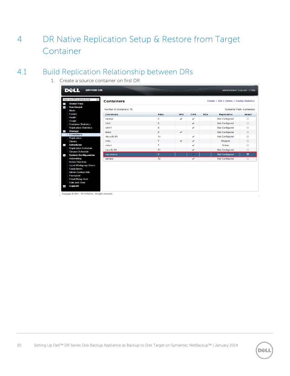 1 build replication relationship between drs, Build replication relationship between drs | Dell DR4000 User Manual | Page 25 / 41