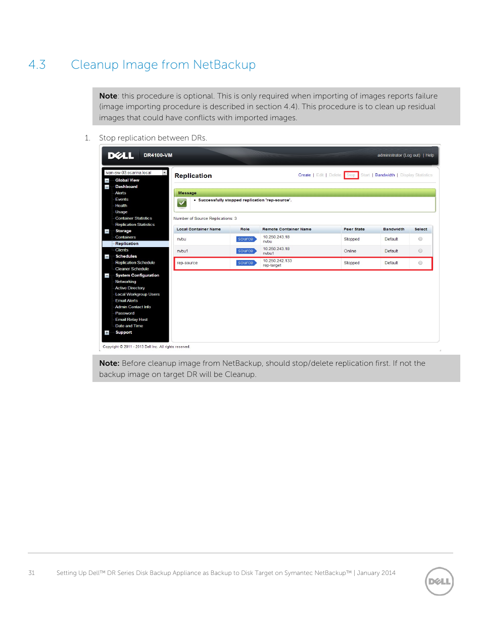 3 cleanup image from netbackup, Cleanup image from netbackup | Dell DR4000 User Manual | Page 31 / 41
