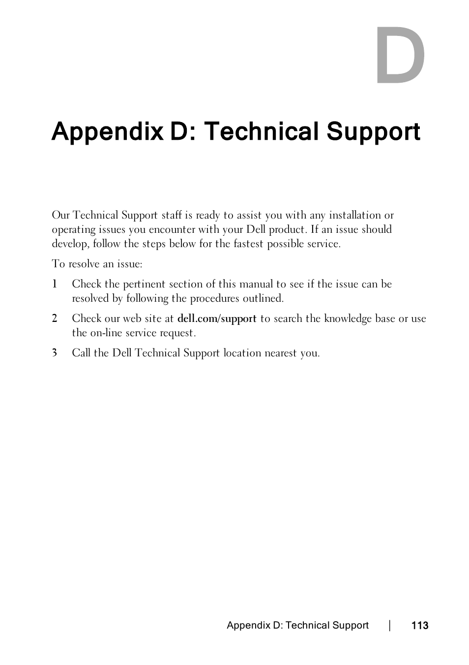 Appendix d: technical support | Dell KVM 2162DS User Manual | Page 113 / 114