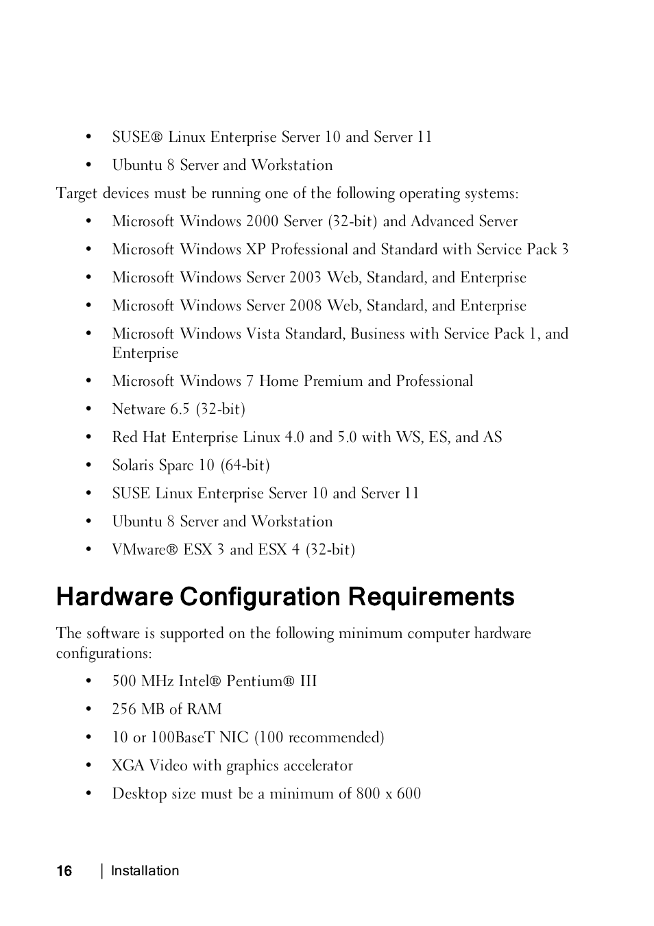 Hardware configuration requirements | Dell KVM 2162DS User Manual | Page 16 / 114