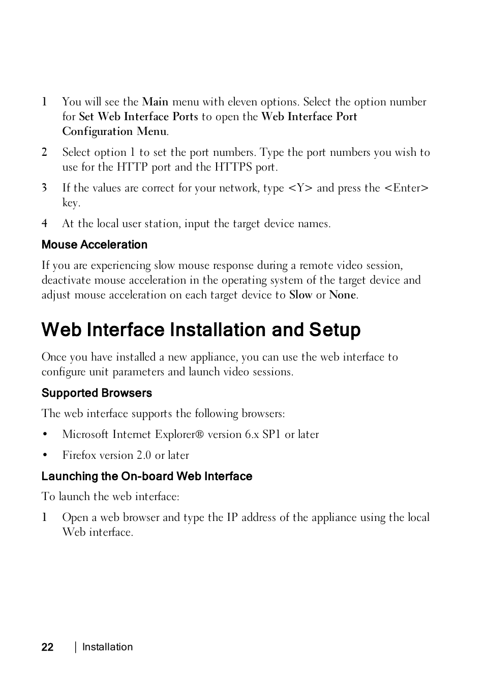 Web interface installation and setup | Dell KVM 2162DS User Manual | Page 22 / 114