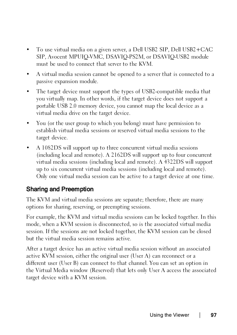 Sharing and preemption | Dell KVM 2162DS User Manual | Page 97 / 114