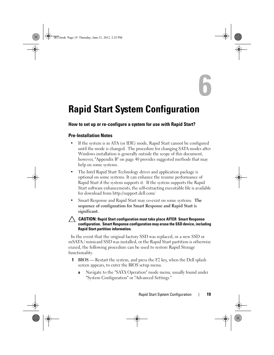 Rapid start system configuration, Use with rapid start | Dell Latitude E6430s (Mid 2012) User Manual | Page 19 / 40