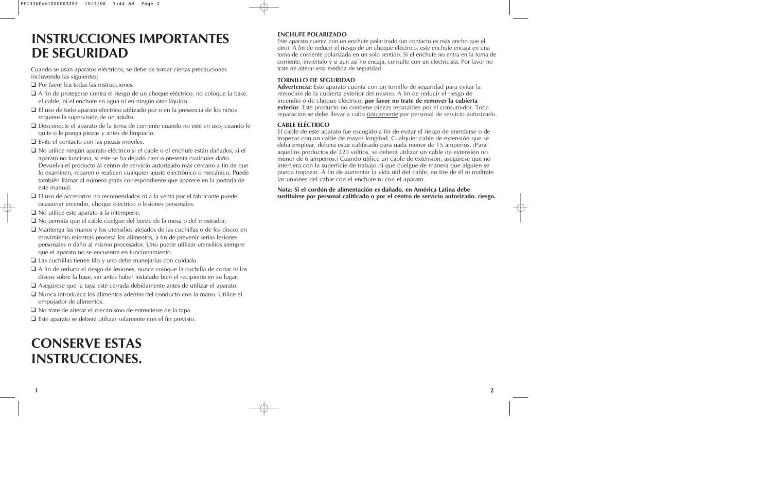 Black & Decker Quick 'N Easy FP1336 User Manual | Page 2 / 9