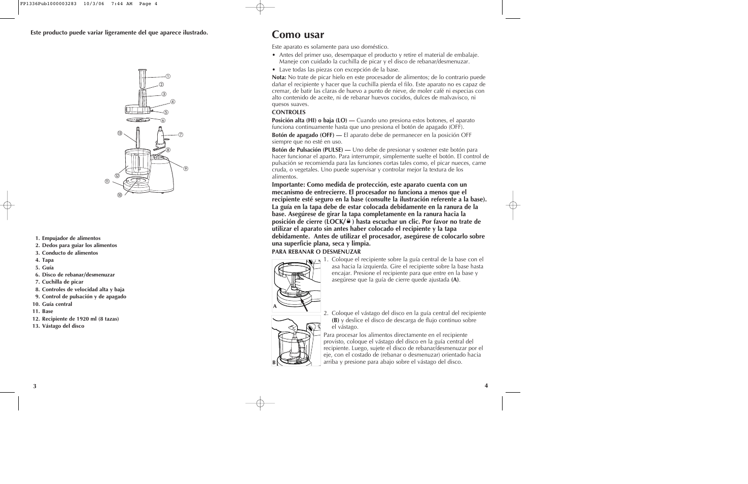 Como usar | Black & Decker Quick 'N Easy FP1336 User Manual | Page 3 / 9