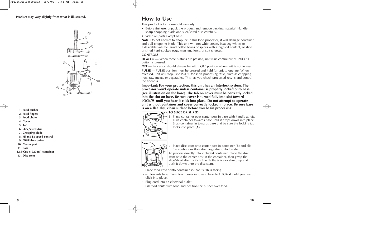 How to use | Black & Decker Quick 'N Easy FP1336 User Manual | Page 6 / 9
