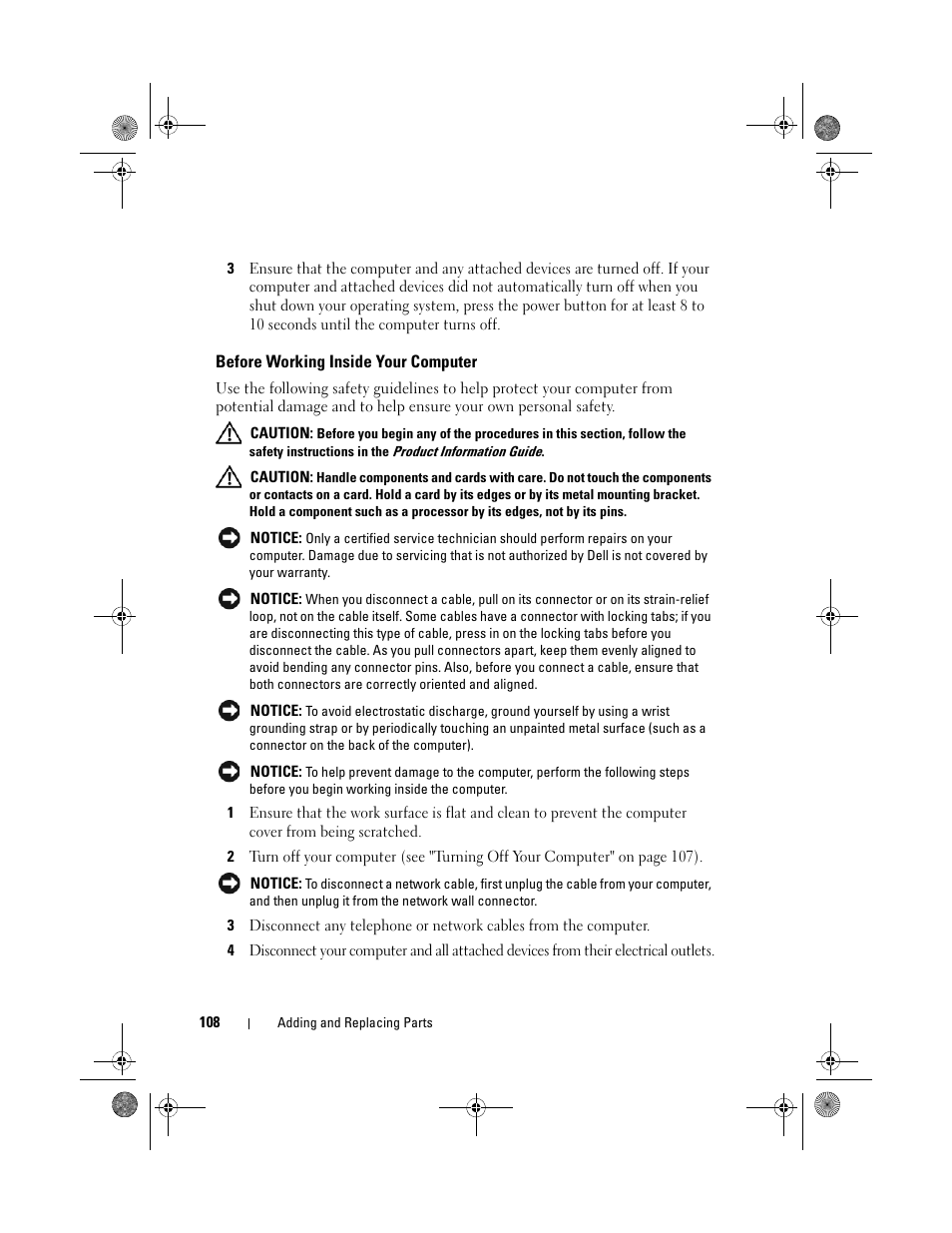 Before working inside your computer | Dell Vostro 500 (Mid 2009) User Manual | Page 108 / 170