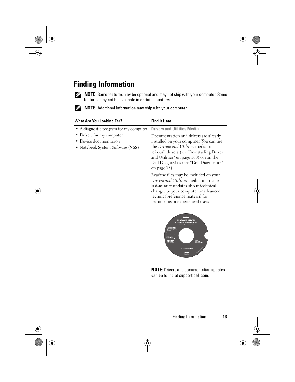 Finding information | Dell Vostro 500 (Mid 2009) User Manual | Page 13 / 170