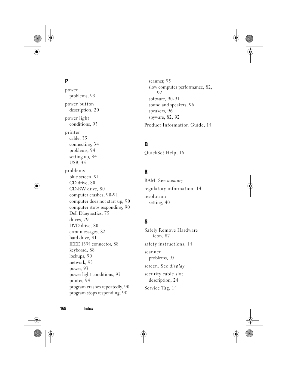 Dell Vostro 500 (Mid 2009) User Manual | Page 168 / 170