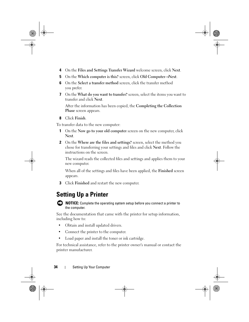 Setting up a printer | Dell Vostro 500 (Mid 2009) User Manual | Page 34 / 170