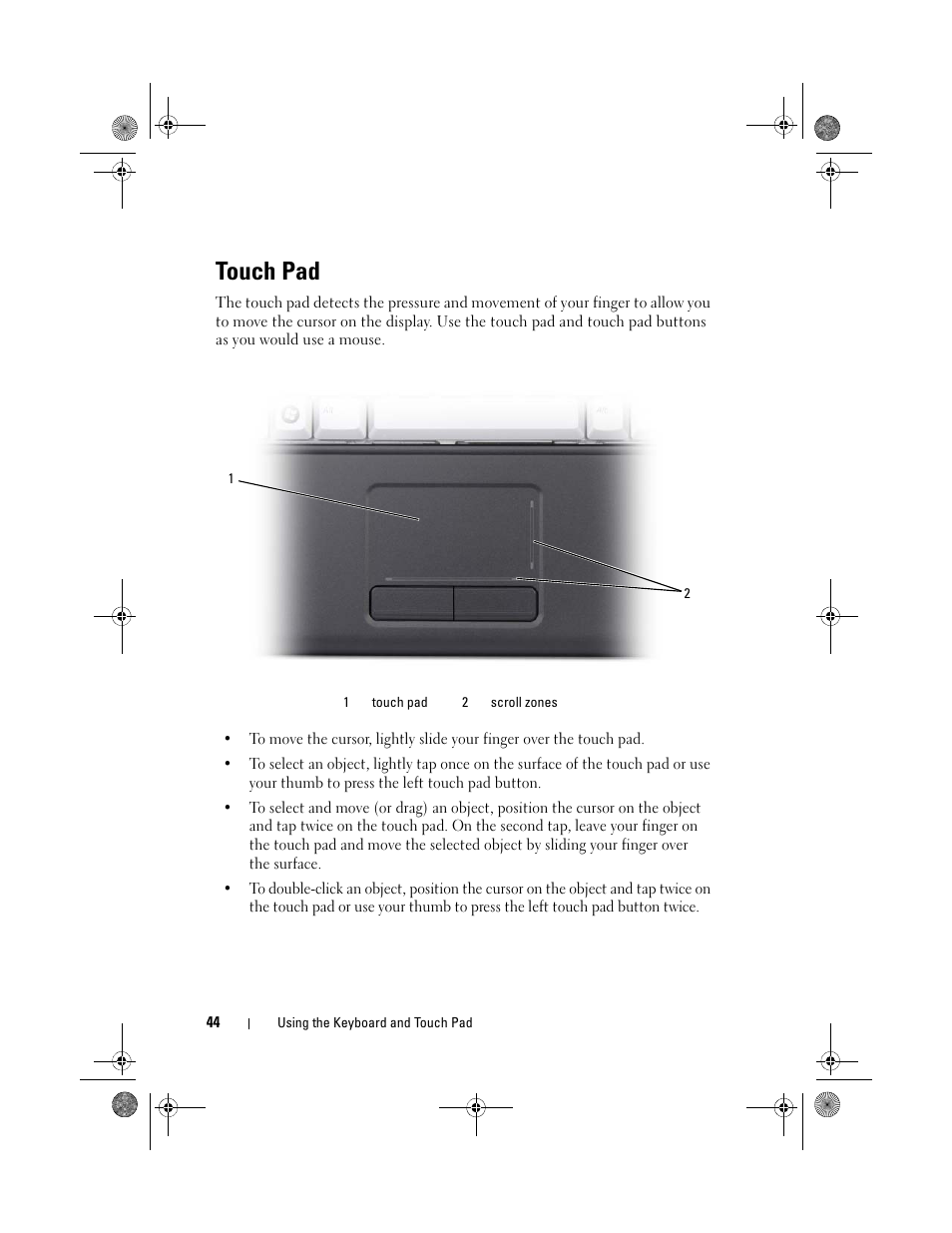 Touch pad | Dell Vostro 500 (Mid 2009) User Manual | Page 44 / 170