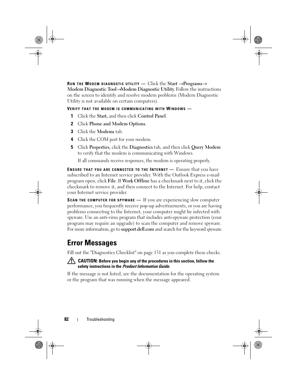 Error messages | Dell Vostro 500 (Mid 2009) User Manual | Page 82 / 170