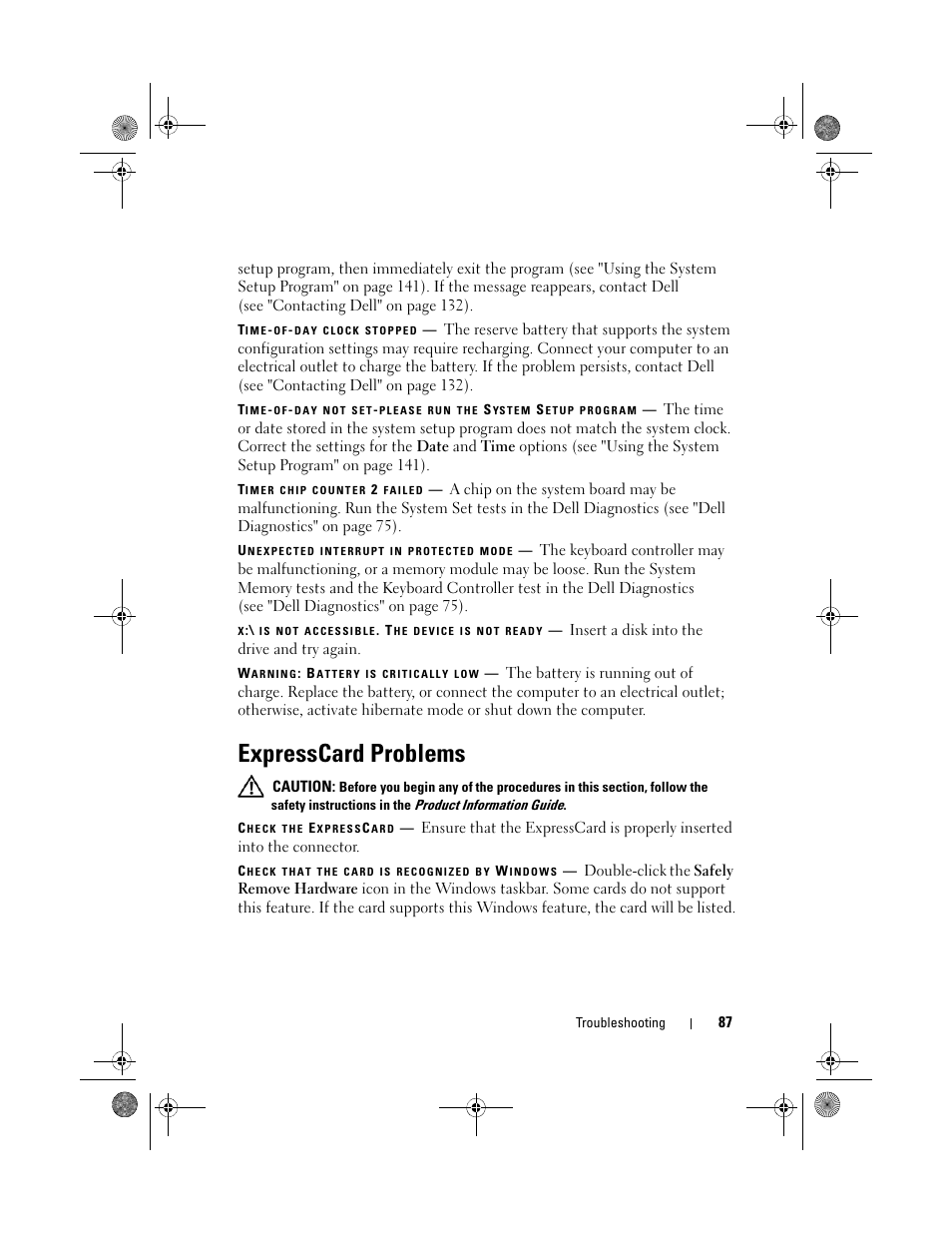 Expresscard problems | Dell Vostro 500 (Mid 2009) User Manual | Page 87 / 170