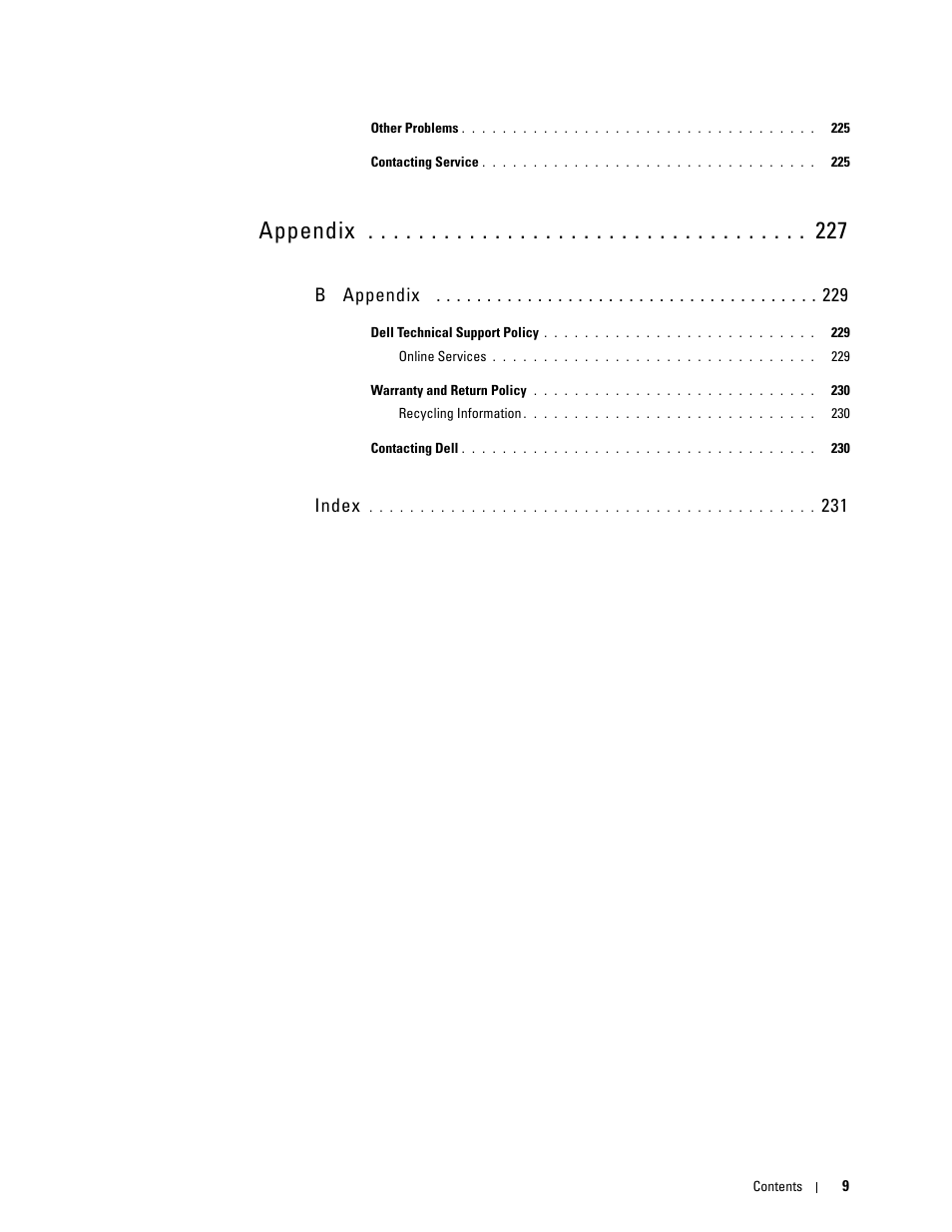 Appendix, B appendix, Index | Dell C1760NW Color Laser Printer User Manual | Page 11 / 240