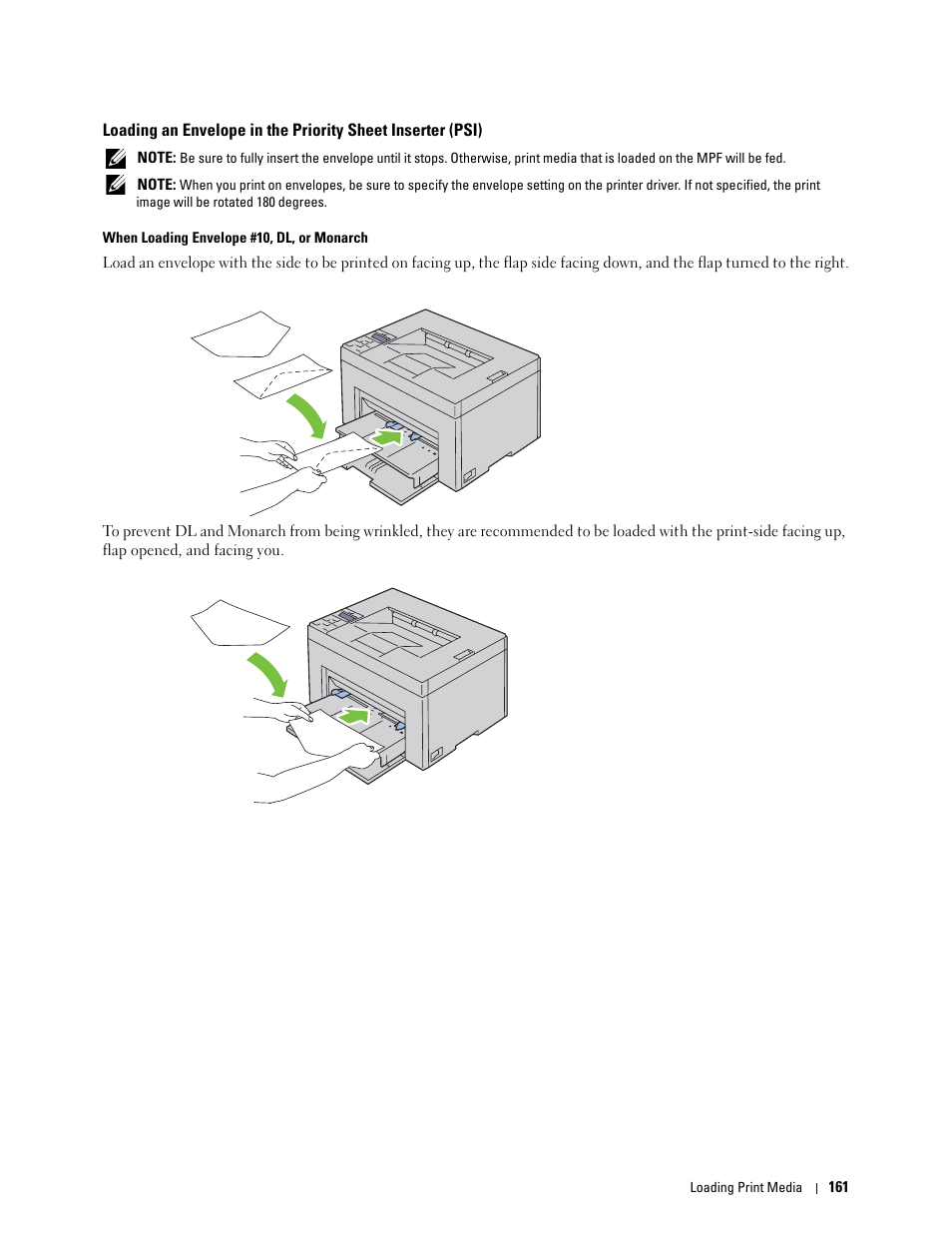 Loading an envelope in the priority | Dell C1760NW Color Laser Printer User Manual | Page 163 / 240