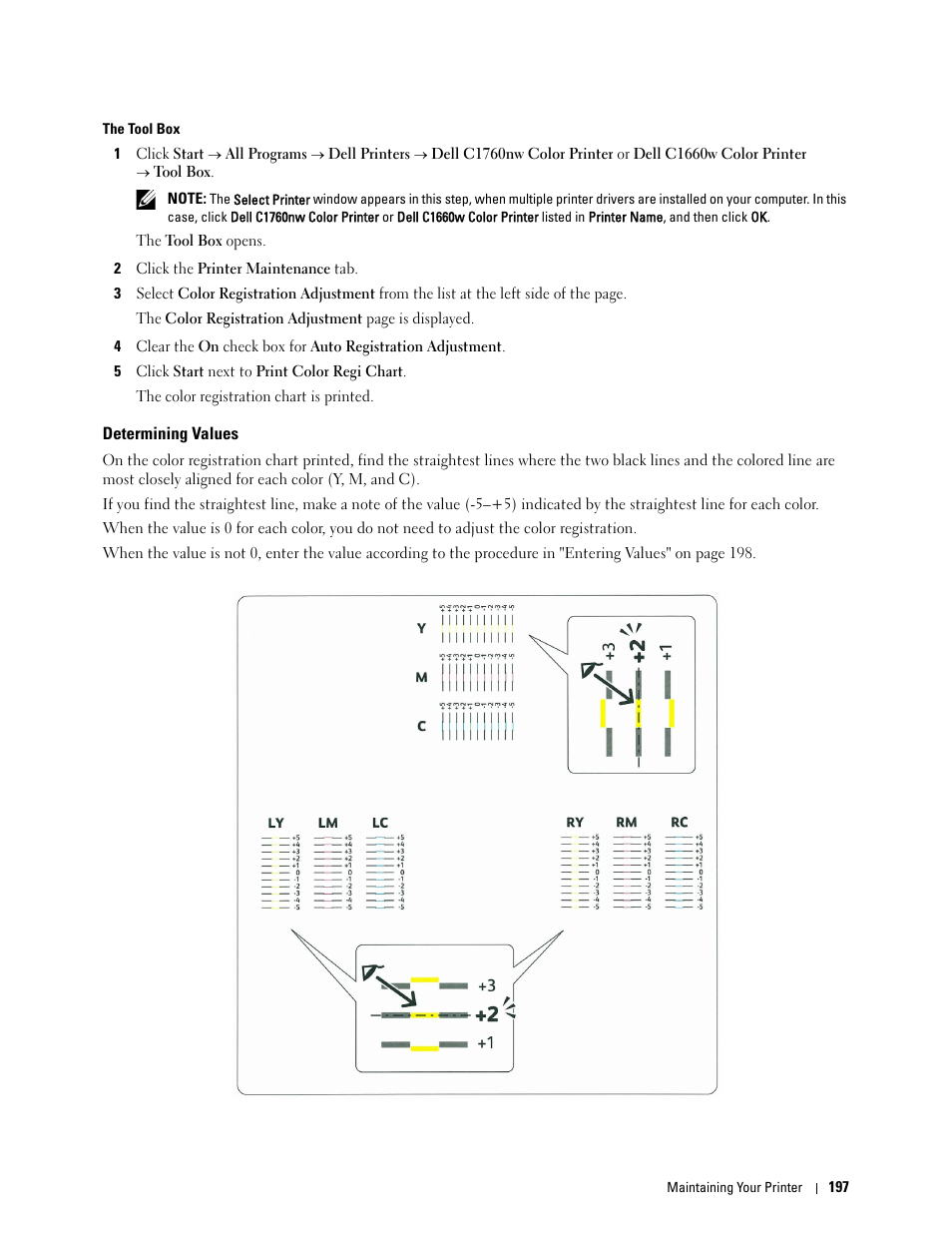 Determining values | Dell C1760NW Color Laser Printer User Manual | Page 199 / 240