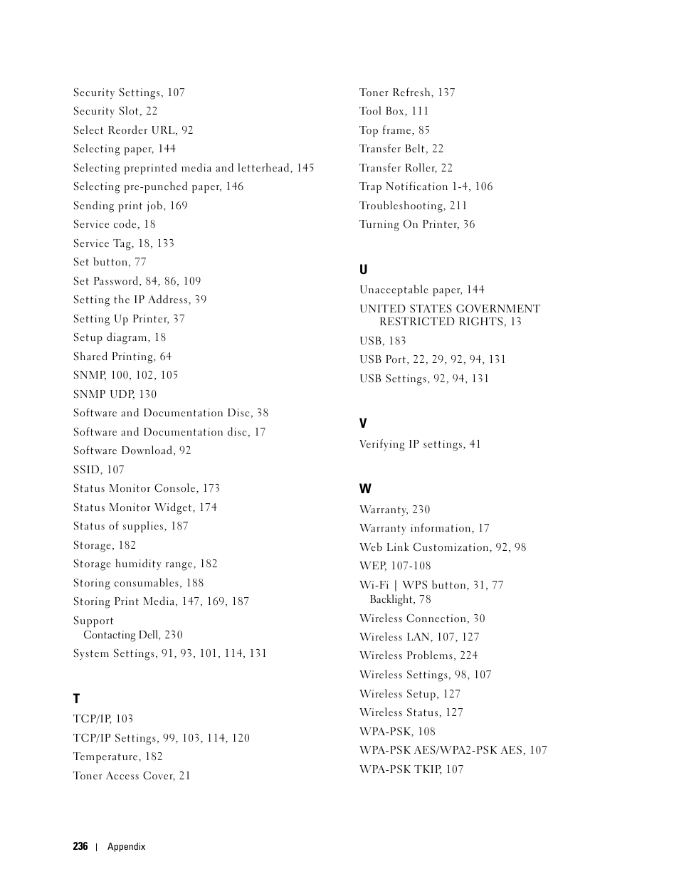 Dell C1760NW Color Laser Printer User Manual | Page 238 / 240