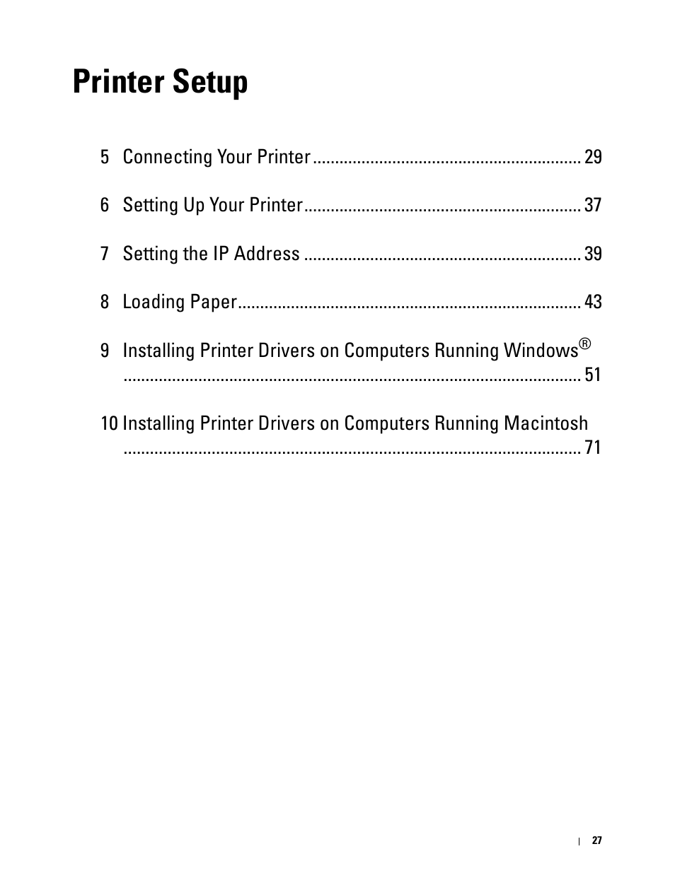 Printer setup | Dell C1760NW Color Laser Printer User Manual | Page 29 / 240