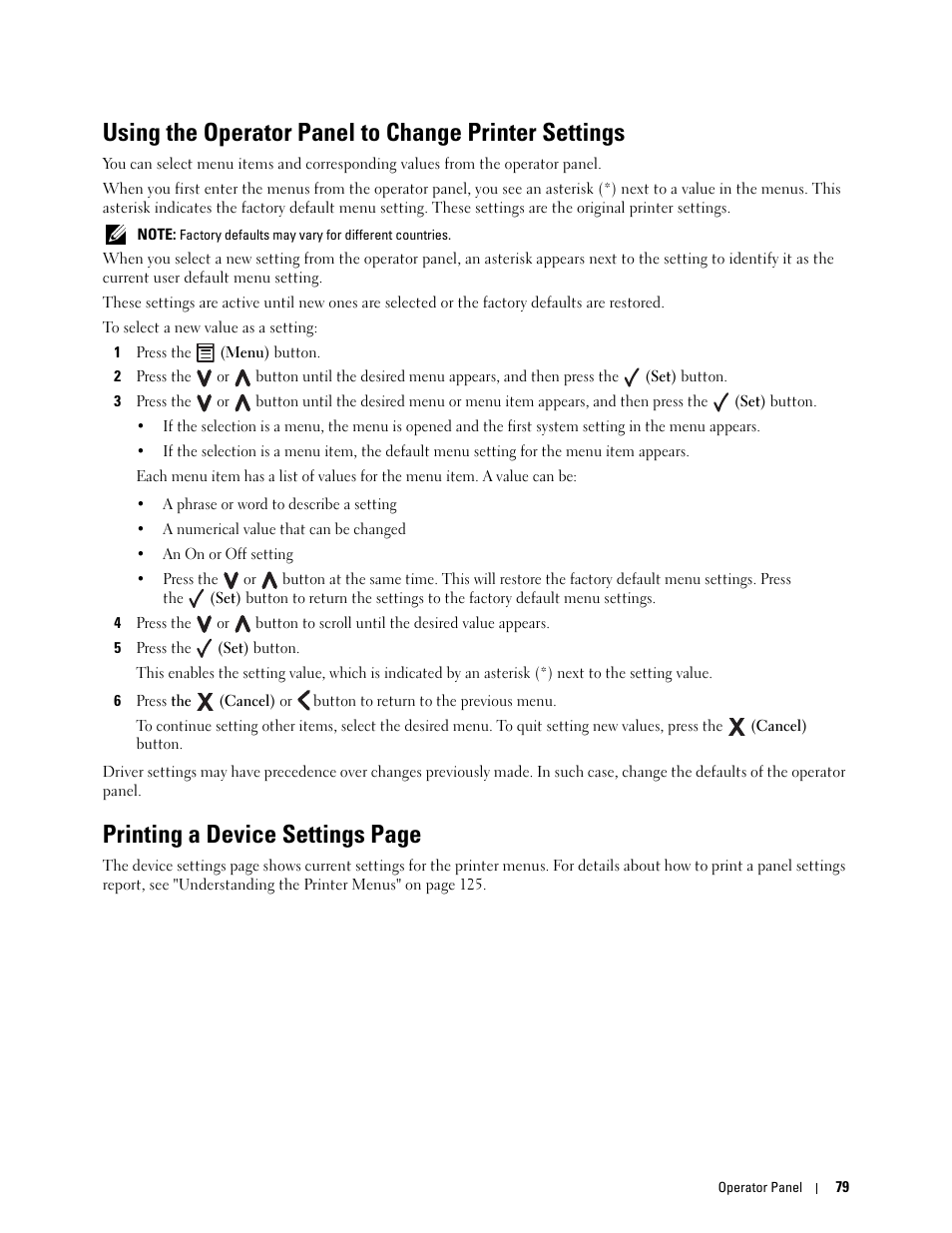Printing a device settings page | Dell C1760NW Color Laser Printer User Manual | Page 81 / 240