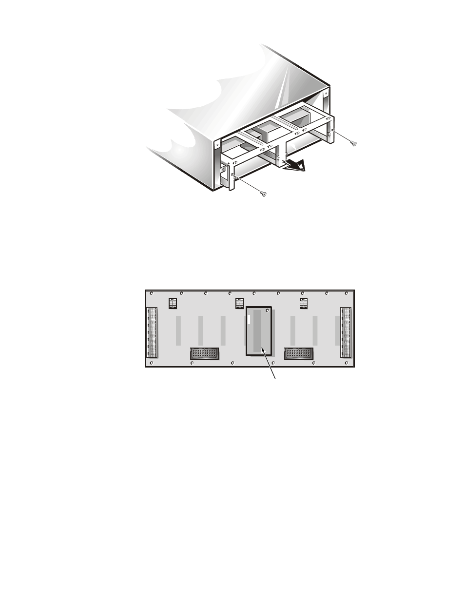Remove the dual-bus split backplane module, Remove the scsi backplane board | Dell PowerVault 200S (SCSI) User Manual | Page 8 / 14