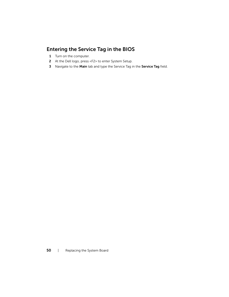 Entering the service tag in the bios | Dell Inspiron 15 (7537, Mid 2013) User Manual | Page 50 / 71