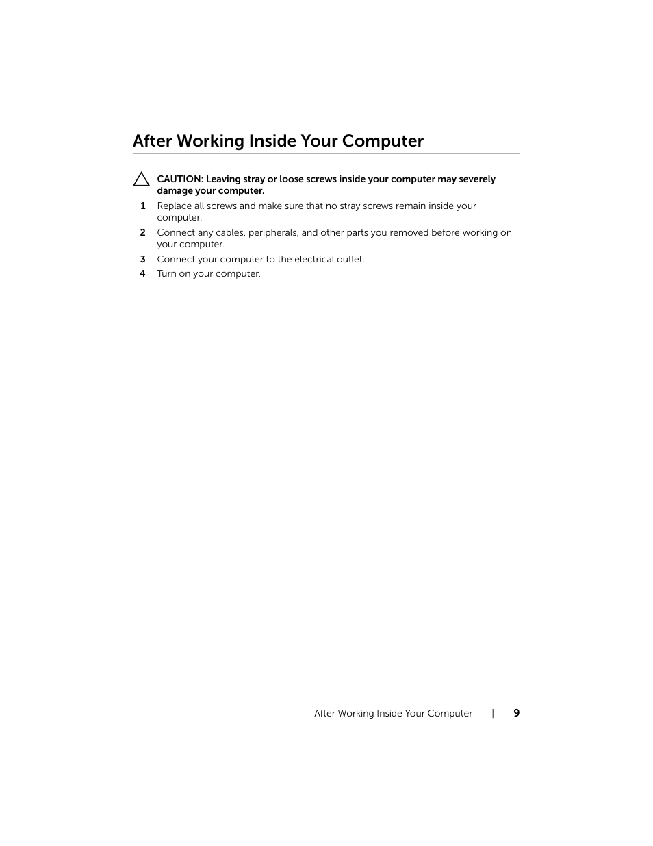 After working inside your computer | Dell Inspiron 15 (7537, Mid 2013) User Manual | Page 9 / 71