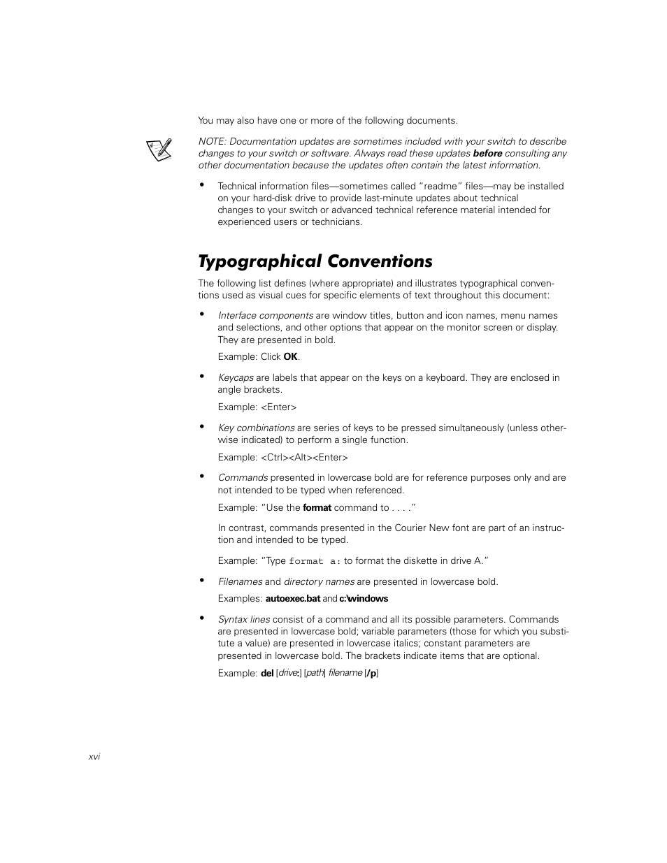 Typographical conventions | Dell PowerVault 50F (Fibre Channel Switch) User Manual | Page 14 / 53