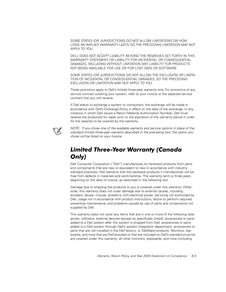 Limited three-year warranty (canada only) | Dell PowerVault 50F (Fibre Channel Switch) User Manual | Page 43 / 53