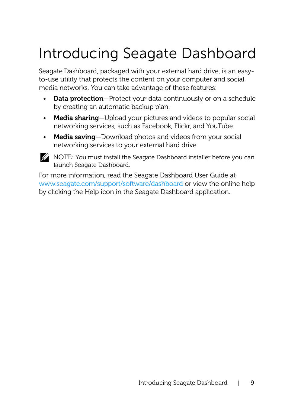 Introducing seagate dashboard | Dell Portable Backup Hard Drive User Manual | Page 9 / 13