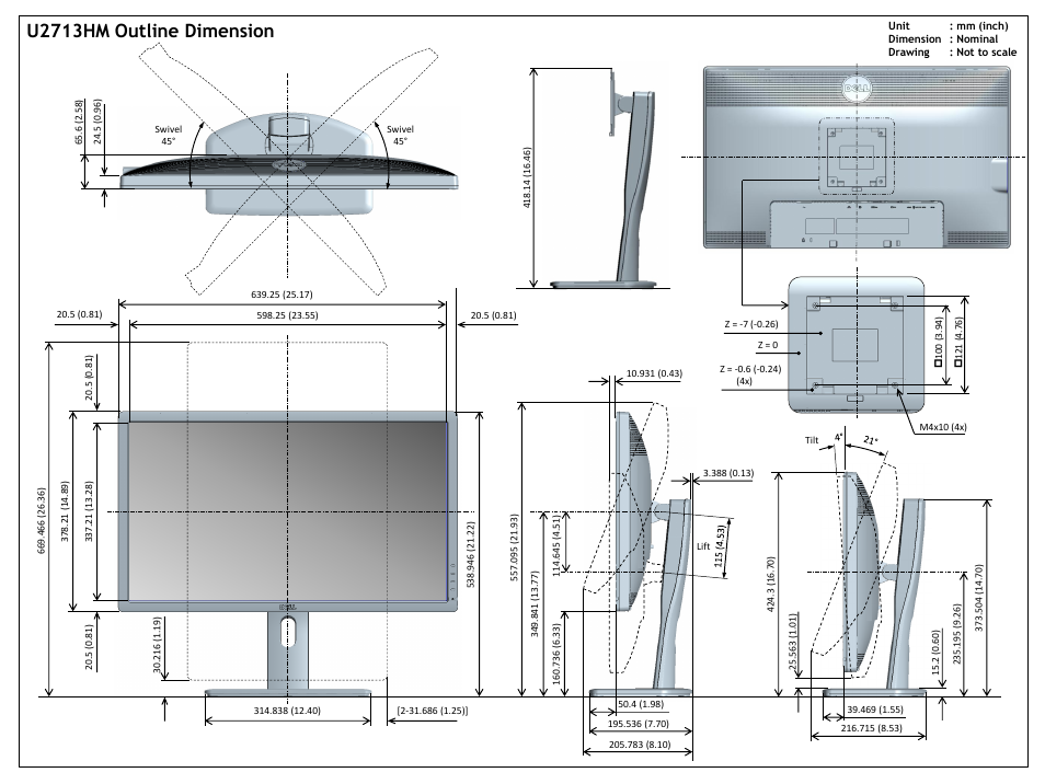 Dell U2713HM Monitor User Manual | 1 page