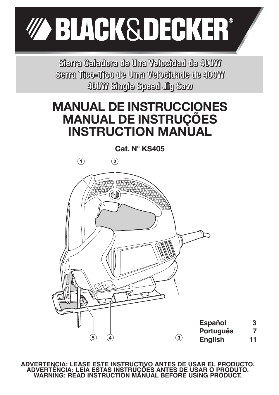 Black & Decker KS405 User Manual | 14 pages