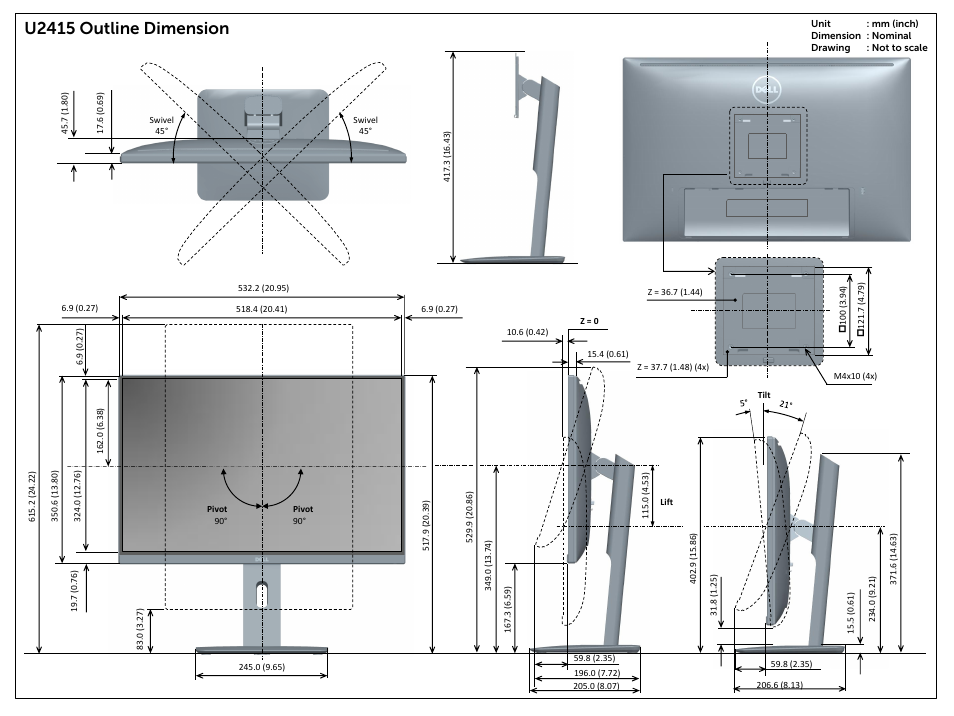 Dell U2415 Monitor User Manual | 1 page