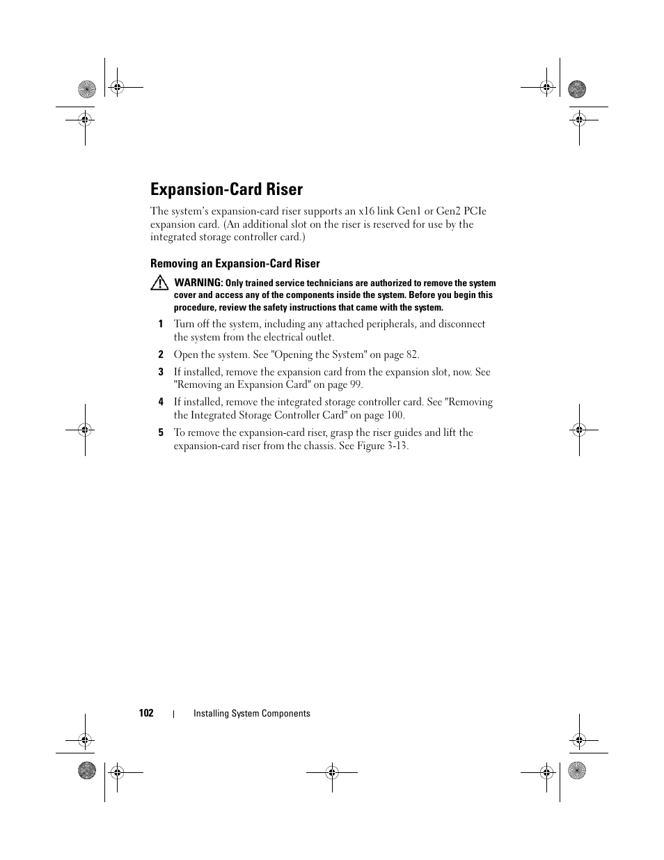 Expansion-card riser, Removing an expansion-card riser | Dell PowerEdge R410 User Manual | Page 102 / 190