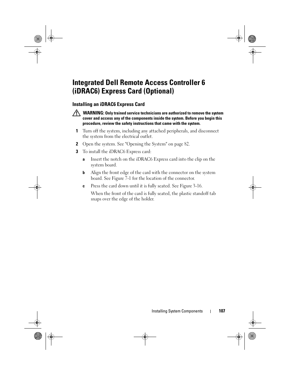 Installing an idrac6 express card | Dell PowerEdge R410 User Manual | Page 107 / 190