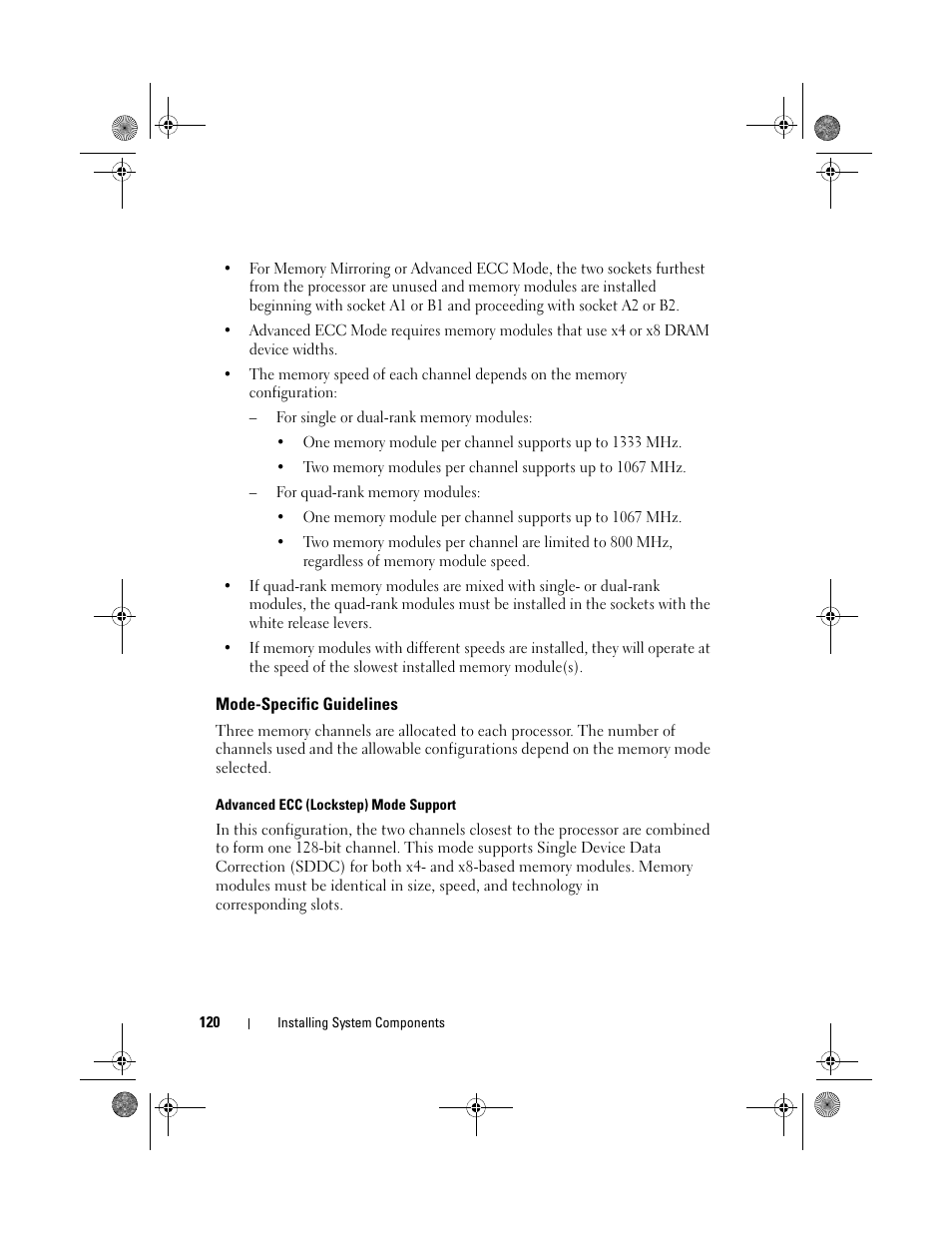 Mode-specific guidelines | Dell PowerEdge R410 User Manual | Page 120 / 190
