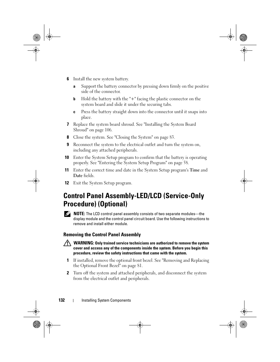 Removing the control panel assembly | Dell PowerEdge R410 User Manual | Page 132 / 190