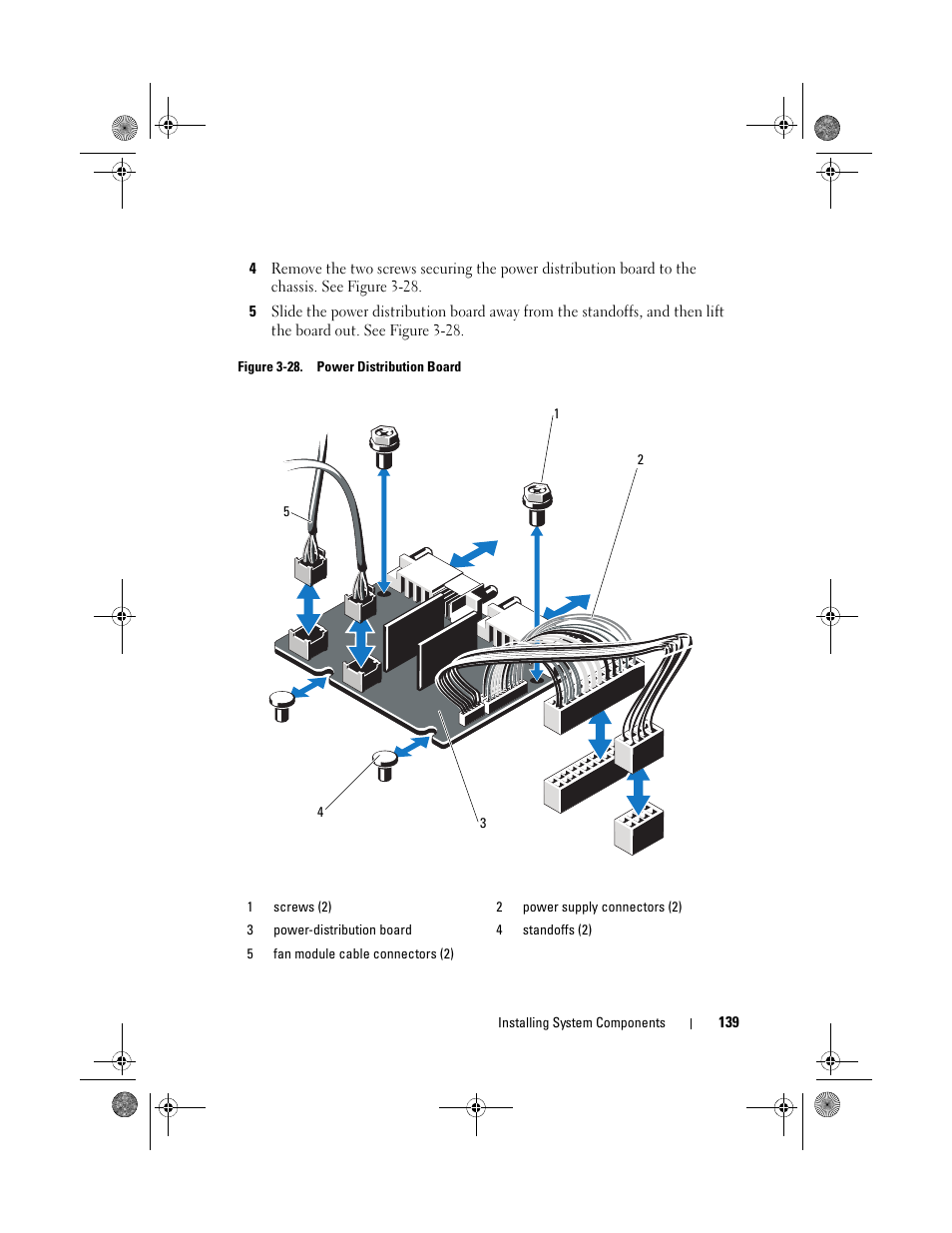 The power supplies. see figure 3-28, Cable connectors. see figure 3-28 | Dell PowerEdge R410 User Manual | Page 139 / 190