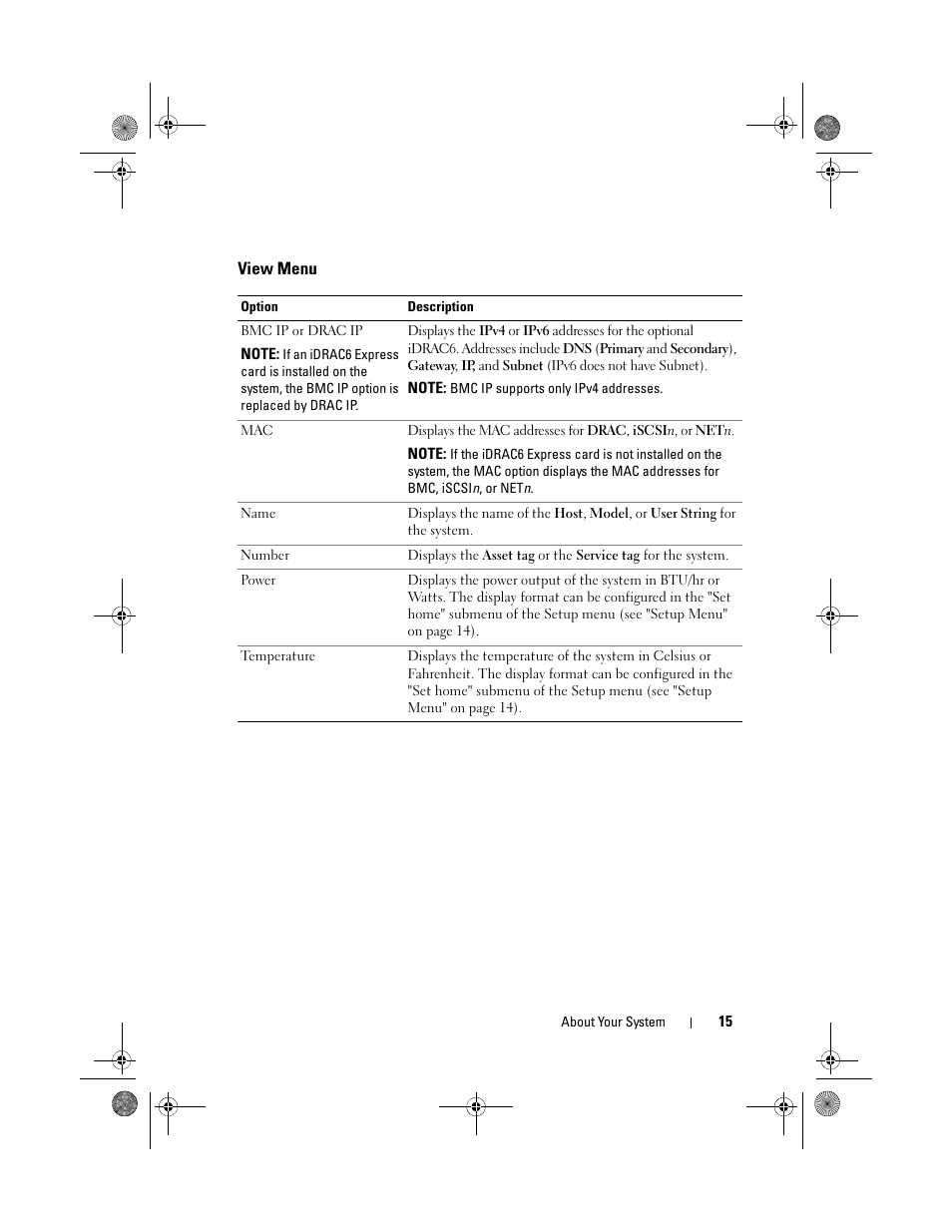 View menu | Dell PowerEdge R410 User Manual | Page 15 / 190