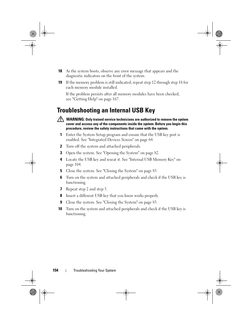 Troubleshooting an internal usb key | Dell PowerEdge R410 User Manual | Page 154 / 190