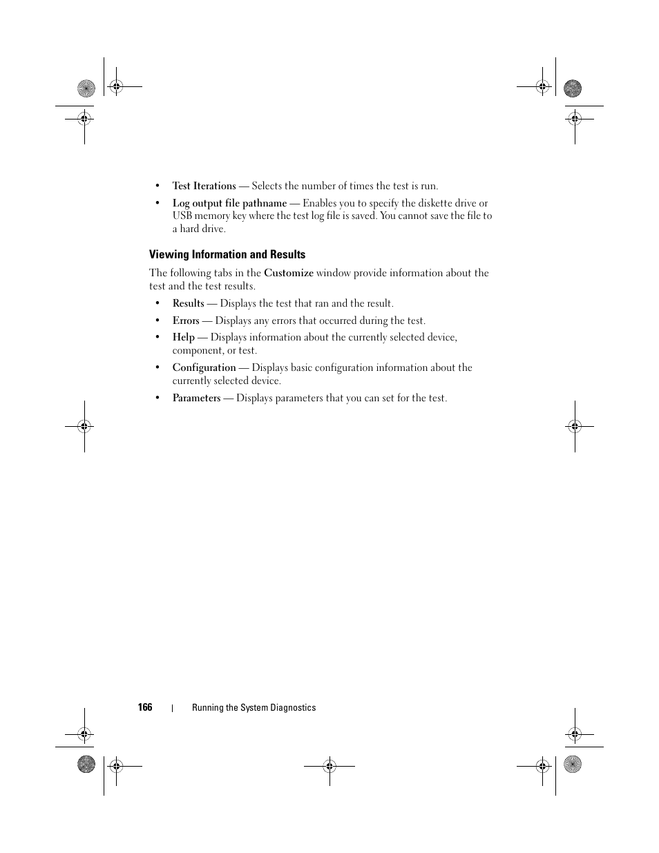 Viewing information and results | Dell PowerEdge R410 User Manual | Page 166 / 190