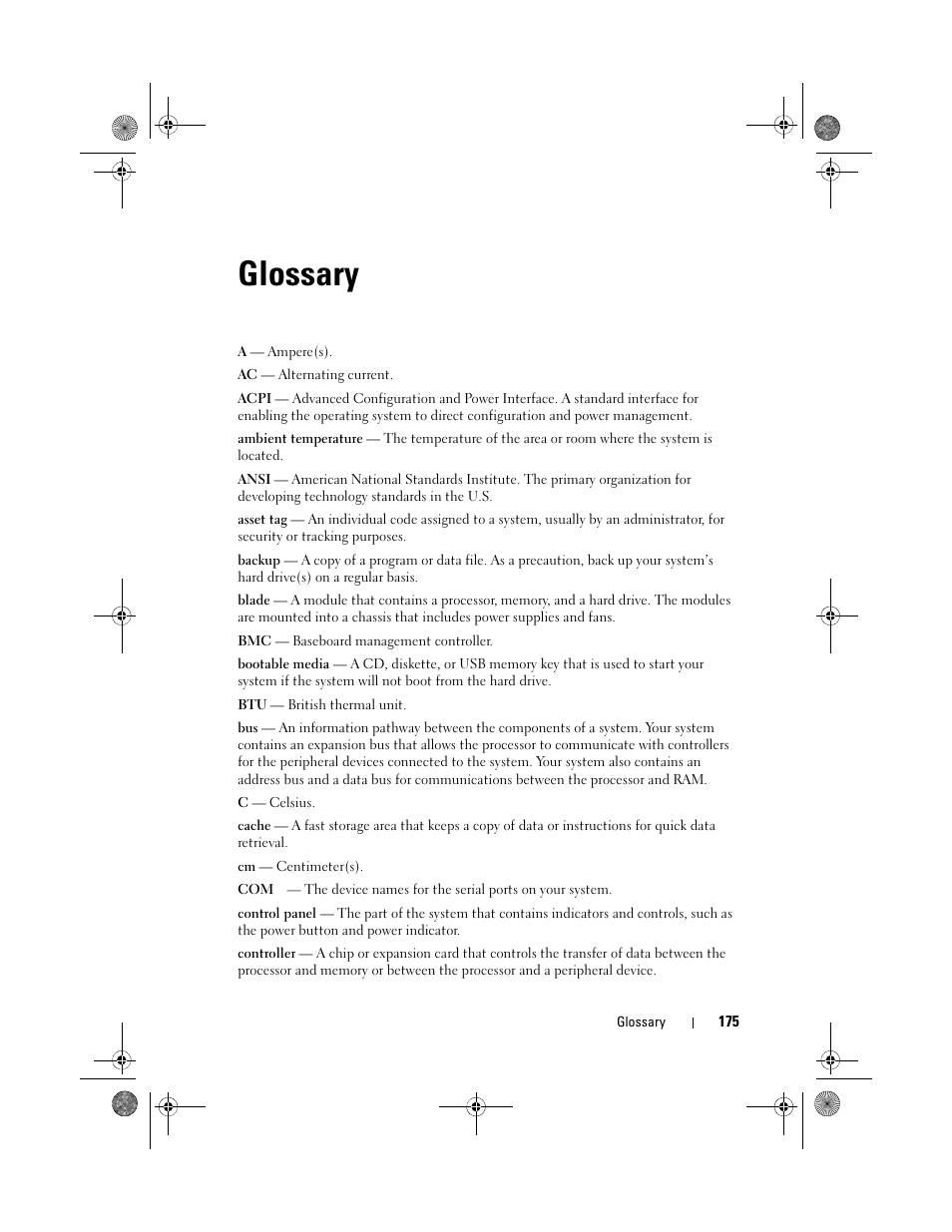 Glossary | Dell PowerEdge R410 User Manual | Page 175 / 190